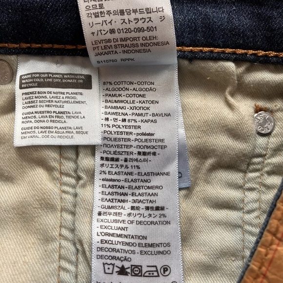 Levi’s 510 Skinny Jeans W31 Tag Actual 32x24.5 Cropped Dark Wash Rolled Hem - Picture 4 of 16